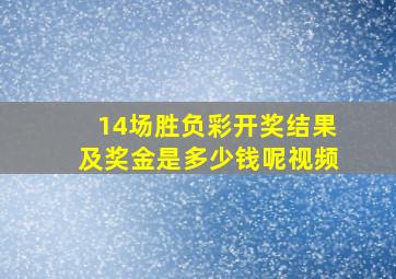 14场胜负彩开奖结果及奖金是多少钱呢视频