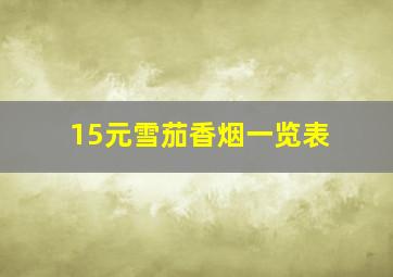 15元雪茄香烟一览表