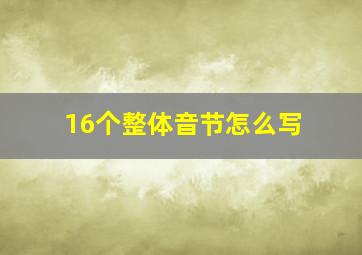 16个整体音节怎么写