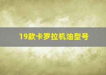 19款卡罗拉机油型号