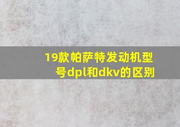 19款帕萨特发动机型号dpl和dkv的区别