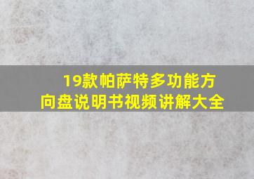 19款帕萨特多功能方向盘说明书视频讲解大全