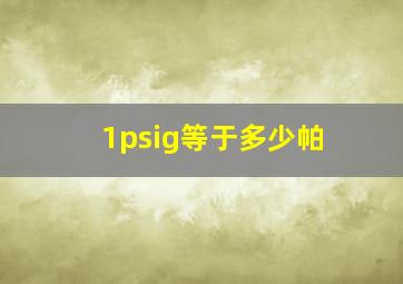 1psig等于多少帕