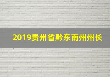 2019贵州省黔东南州州长