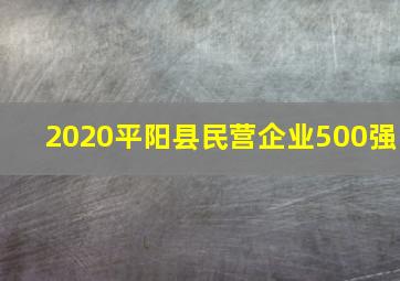 2020平阳县民营企业500强