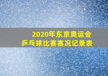 2020年东京奥运会乒乓球比赛赛况记录表