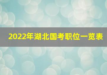 2022年湖北国考职位一览表