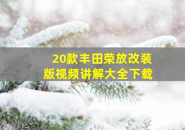 20款丰田荣放改装版视频讲解大全下载