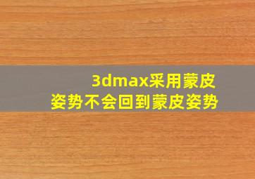 3dmax采用蒙皮姿势不会回到蒙皮姿势