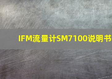 IFM流量计SM7100说明书