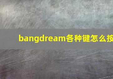 bangdream各种键怎么按