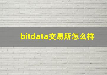 bitdata交易所怎么样