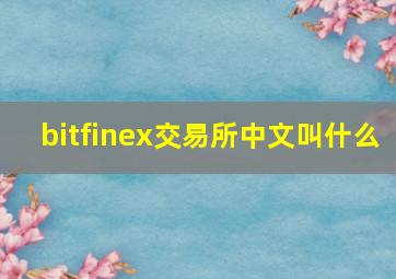 bitfinex交易所中文叫什么