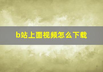 b站上面视频怎么下载