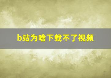 b站为啥下载不了视频