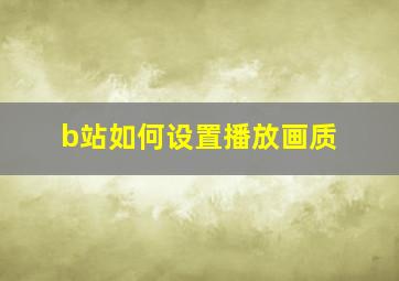 b站如何设置播放画质