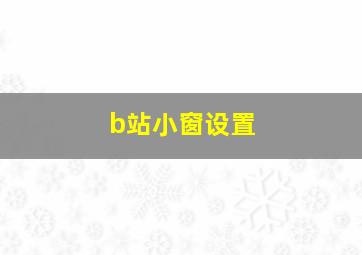 b站小窗设置