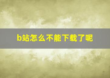 b站怎么不能下载了呢