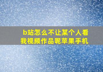 b站怎么不让某个人看我视频作品呢苹果手机