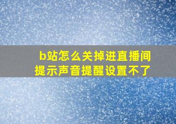 b站怎么关掉进直播间提示声音提醒设置不了