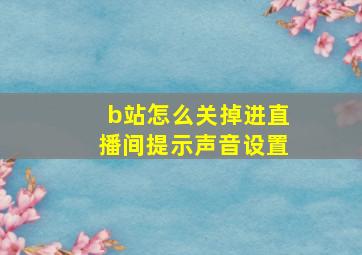 b站怎么关掉进直播间提示声音设置