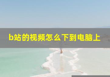 b站的视频怎么下到电脑上