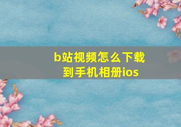 b站视频怎么下载到手机相册ios