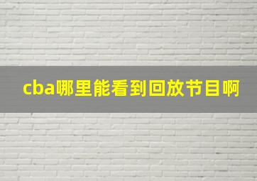 cba哪里能看到回放节目啊