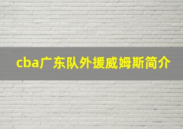 cba广东队外援威姆斯简介