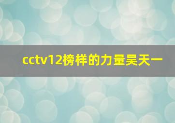 cctv12榜样的力量吴天一