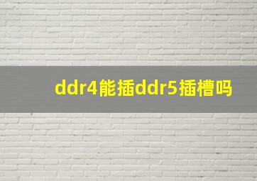 ddr4能插ddr5插槽吗