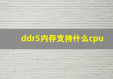 ddr5内存支持什么cpu