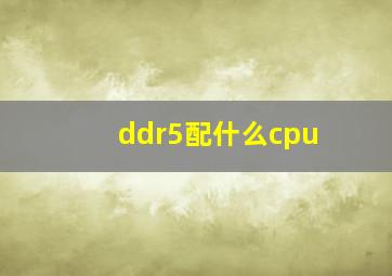 ddr5配什么cpu