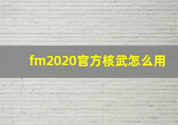 fm2020官方核武怎么用