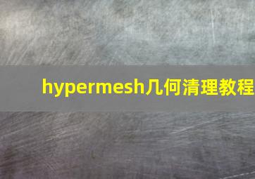 hypermesh几何清理教程