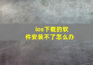 ios下载的软件安装不了怎么办