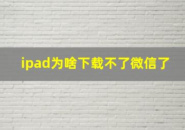 ipad为啥下载不了微信了