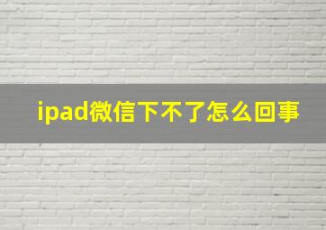 ipad微信下不了怎么回事