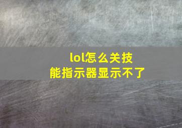 lol怎么关技能指示器显示不了