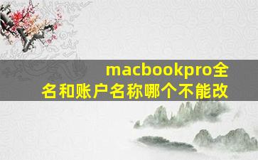 macbookpro全名和账户名称哪个不能改