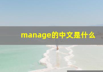 manage的中文是什么