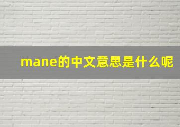 mane的中文意思是什么呢