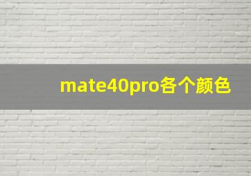 mate40pro各个颜色