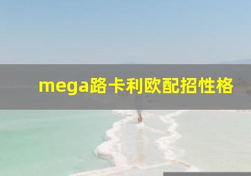 mega路卡利欧配招性格