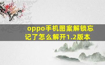 oppo手机图案解锁忘记了怎么解开1.2版本