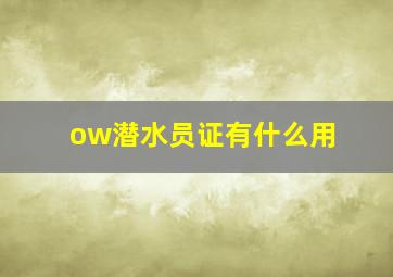 ow潜水员证有什么用