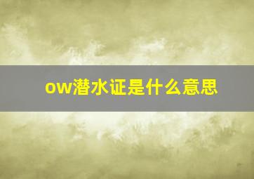 ow潜水证是什么意思