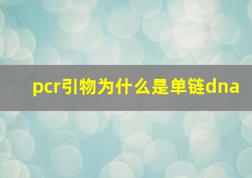 pcr引物为什么是单链dna