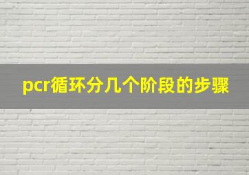 pcr循环分几个阶段的步骤