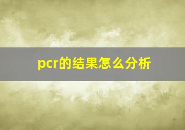 pcr的结果怎么分析